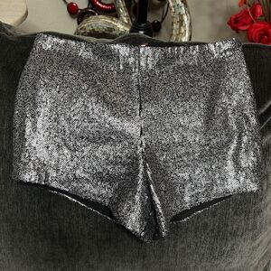 Free People Katrin Shine Sequined Shorts In Silver Size S